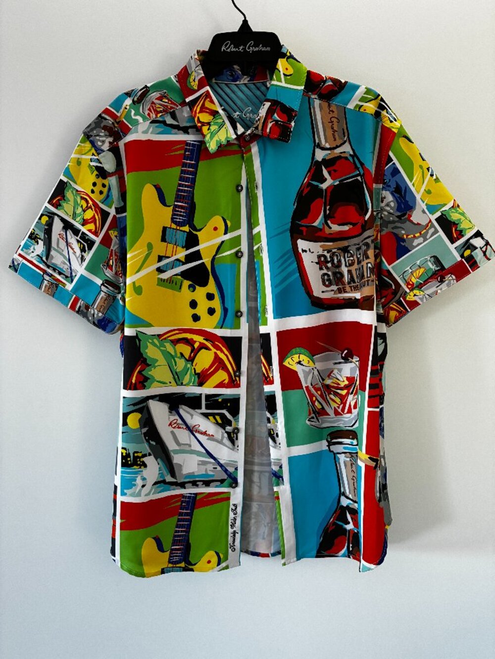 Robert Graham FIESTA DE VERANO Cocktail Guitar Print Shirt 2XL
